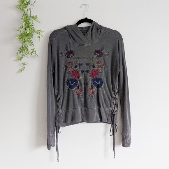 (Lucky Brand) Gray Embroidered LA Boho Hood - Picture 1 of 7